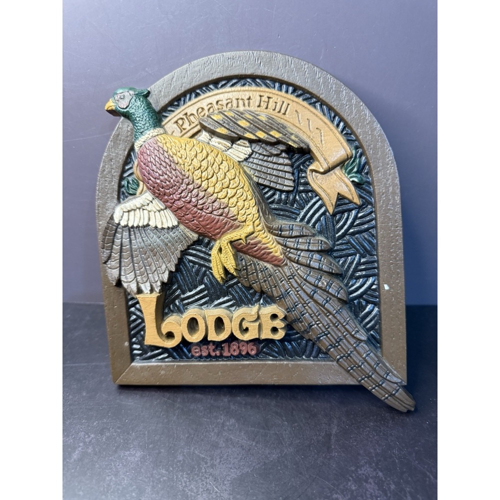 Home Interiors Pheasant Lodge Plaque Hunting Cabin Pheasant Hill Est 1896 MCM